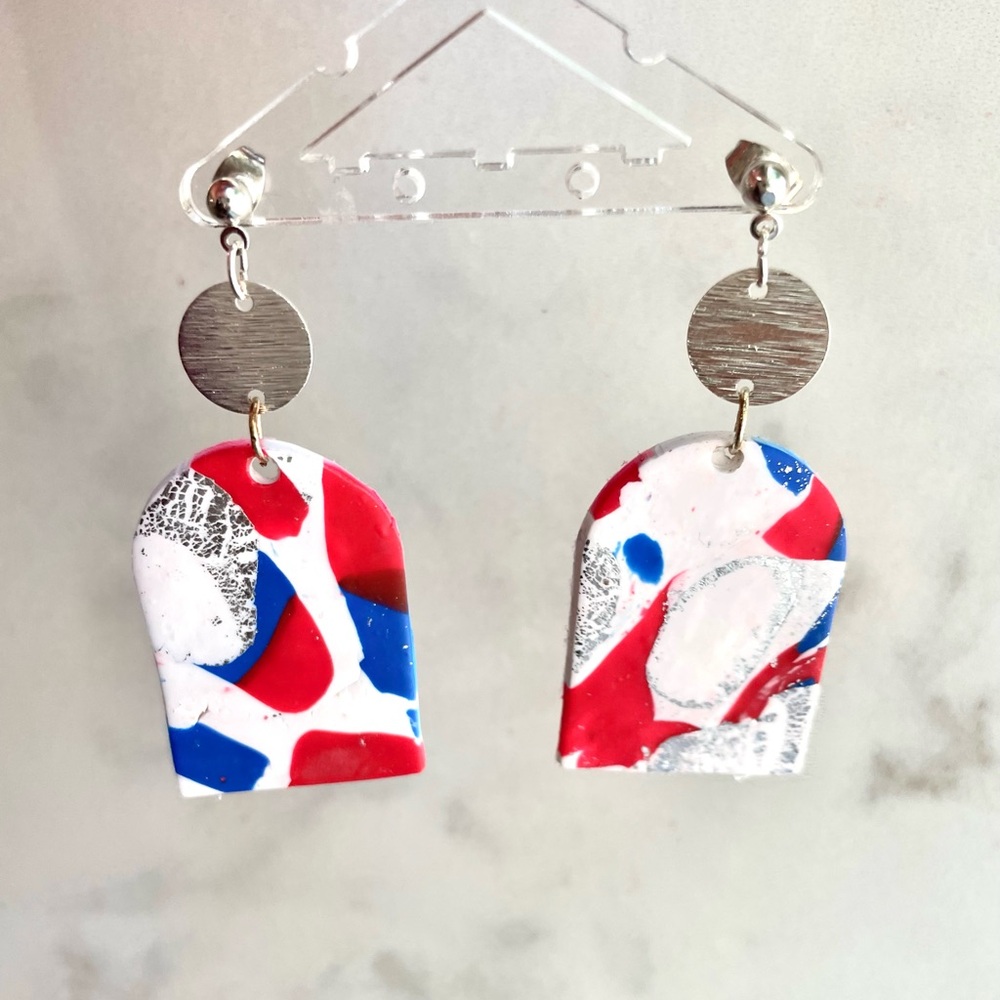 Forth of July Dangly Earrings red white and blue